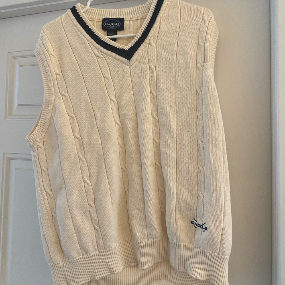 Eagle Golf Sweater Vest - ivory, navy, green